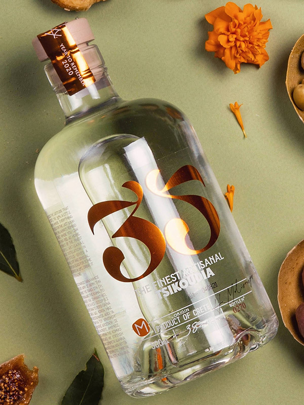 35  Muscat Of Spinas Premium Cretan Tsikoudia - Grape Pomace Brandy - 35N Cretan Distillery